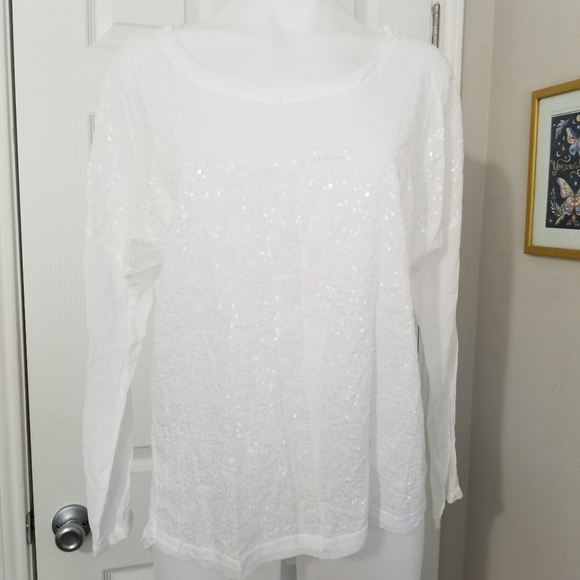 Philosophy Sequin Tissue Thin Shirt S White NWT - Picture 1 of 11